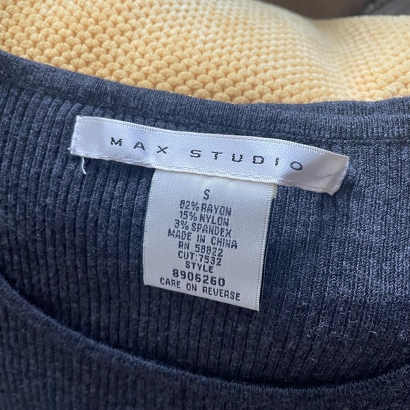 Max Studio Charcoal Knit Rayon A-line half puff sleeve midi dress Size Small - Picture 3 of 5